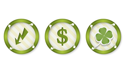 set of three icons with symbols