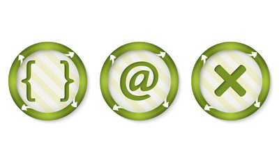 set of three icons with symbols