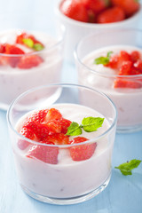 healthy breakfast with yogurt and strawberry
