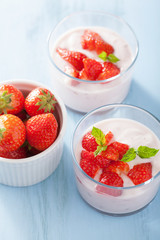 healthy breakfast with yogurt and strawberry