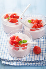 healthy breakfast with yogurt and strawberry