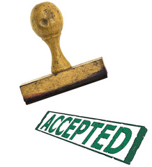 A stamp with big stamp "Accepted" ; on white separated