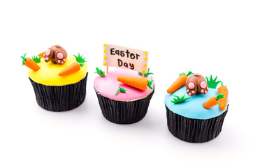 Easter cupcakes isolated white background