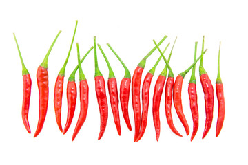 red chilies on white background