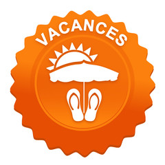 vacances sur bouton web denté orange