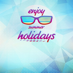 Summer sky with sun wearing sunglasses.