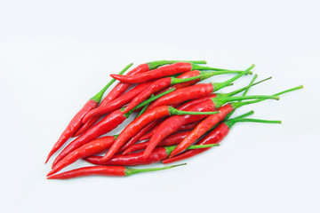red chilies on white background