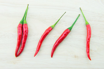 red chilies on wood background