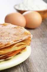 Eggs, pancakes, flour