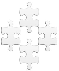 quatre pièces blanches de puzzle