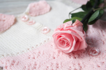 pink roses on a baybe sweater