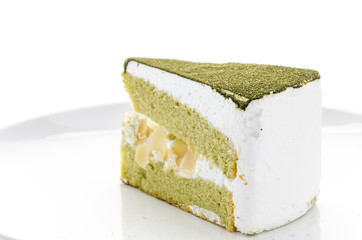 Cake matcha isolated white background