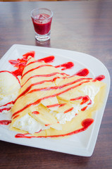 Strawberry crepe dessert