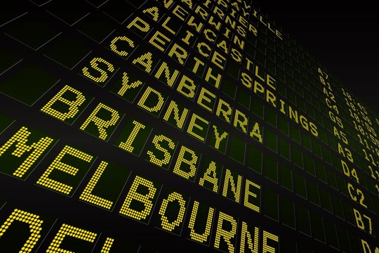 Black airport departures board for australia