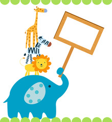 Group of animals with banner