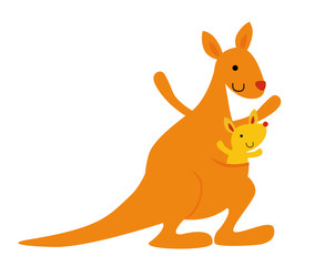 mother kangaroo with her little baby