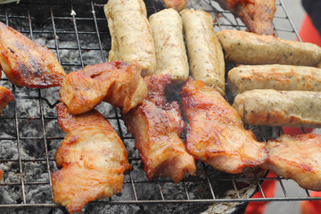 A lot of pork on the grill