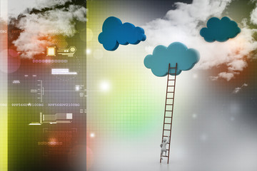 a competition concept, clouds with ladders