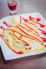 Strawberry crepe dessert