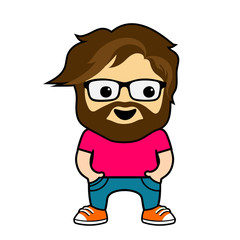 Cartoon man jumping looking happy.