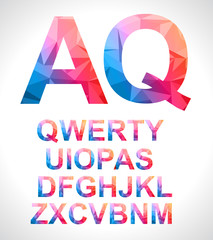 Modern alphabet with triangle texture inside