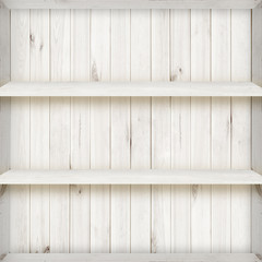 Blank white wooden bookshelf