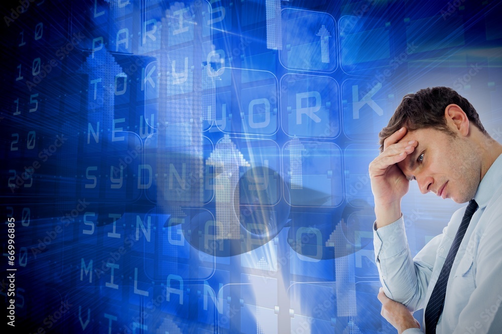 Poster composite image of businessman with a headache