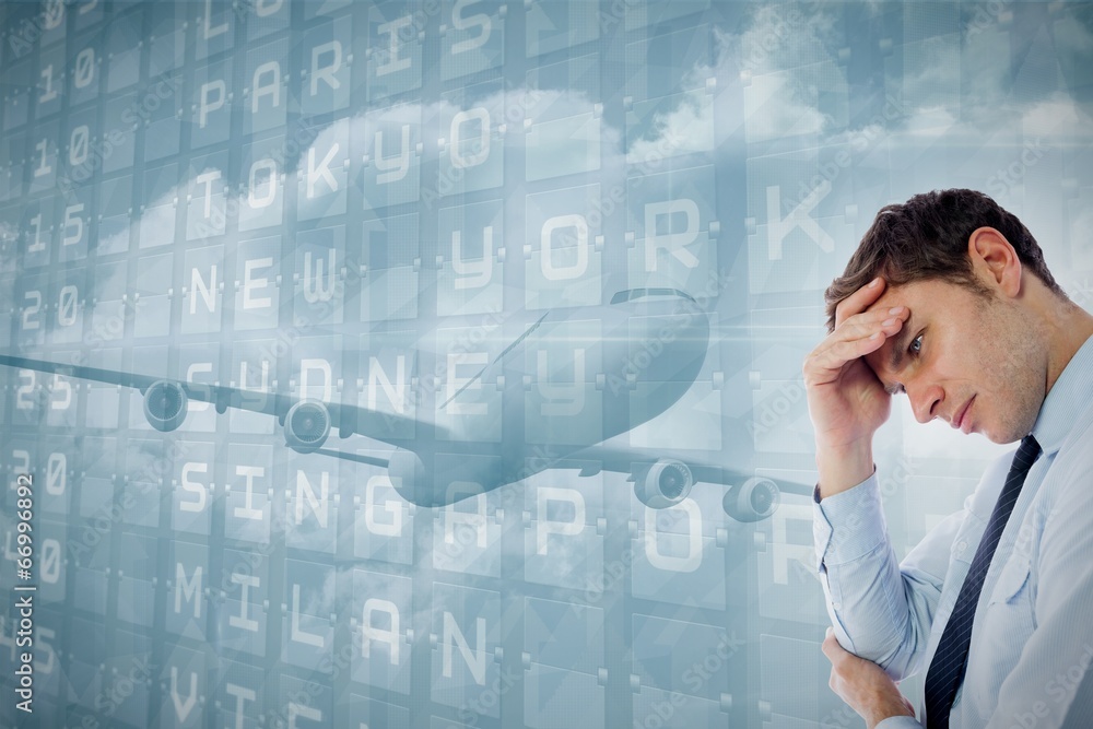 Poster composite image of businessman with a headache