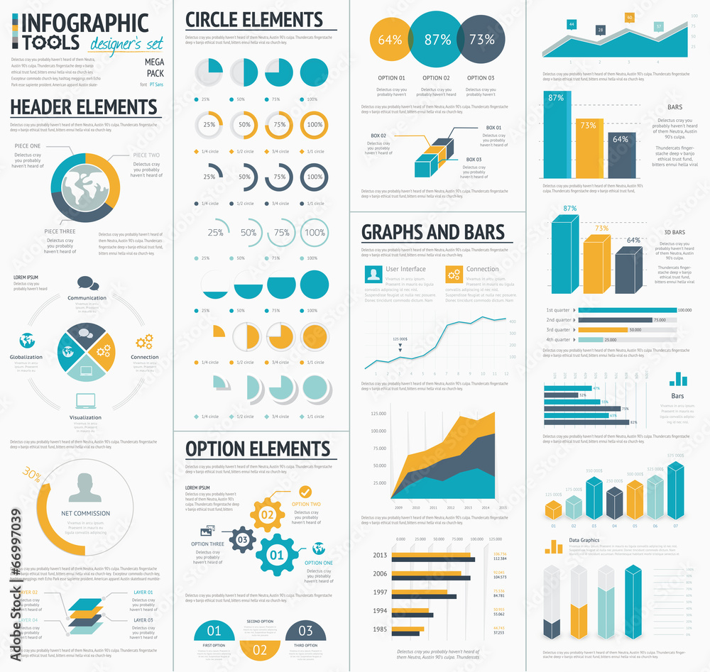 Poster large infographic vector elements template designers collection