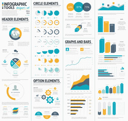 Large infographic vector elements template designers collection - obrazy, fototapety, plakaty