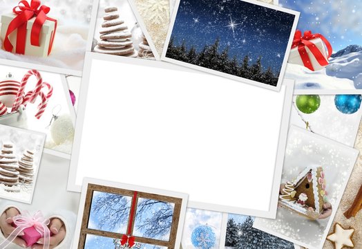 Collection of Christmas photos with copy space