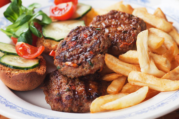 Mini burgers with french fries