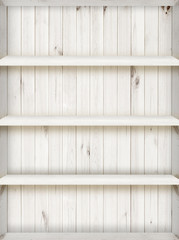 four layer blank white wooden bookshelf