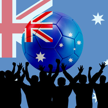 Mass cheering with Australia Soccer ball