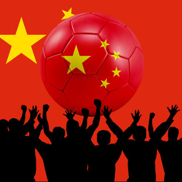 Mass cheering with China Soccer ball