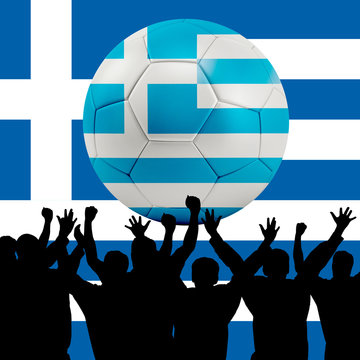 Mass cheering with Greece Soccer ball