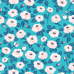 Seamless pattern of roses.