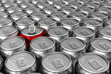 Red soda can standing out