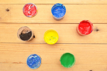 Painter's palette with colorful paints