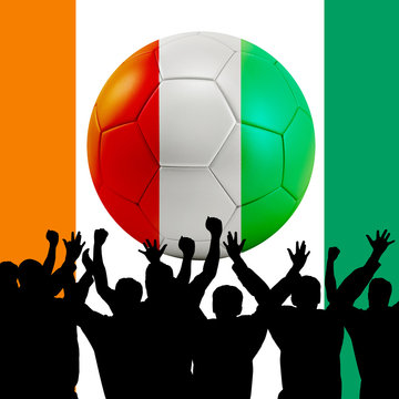 Mass cheering with Ivory Coast Soccer ball