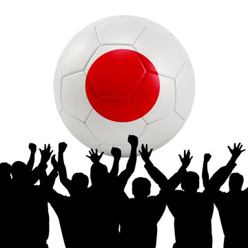 Mass cheering with Japan Soccer ball