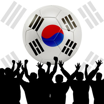 Mass cheering with South Korea Soccer ball