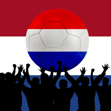 Mass cheering with Netherlands Soccer ball