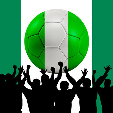 Mass cheering with Nigeria Soccer ball