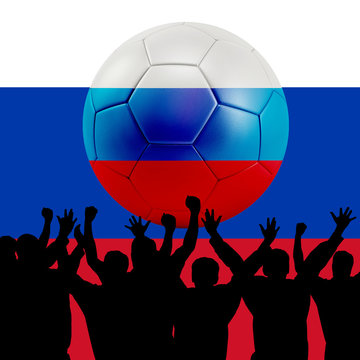 Mass cheering with Russia Soccer ball