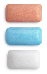 Set of various chewing or bubble gum isolated on white