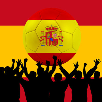 Mass cheering with Spain Soccer ball
