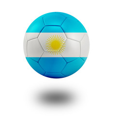 Soccer ball with Argentina flag isolated in white