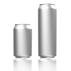 Short and long silver soda cans