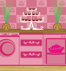 Modern pink kitchen